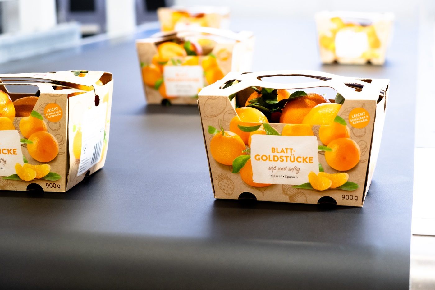 Fruit package on conveyor belt